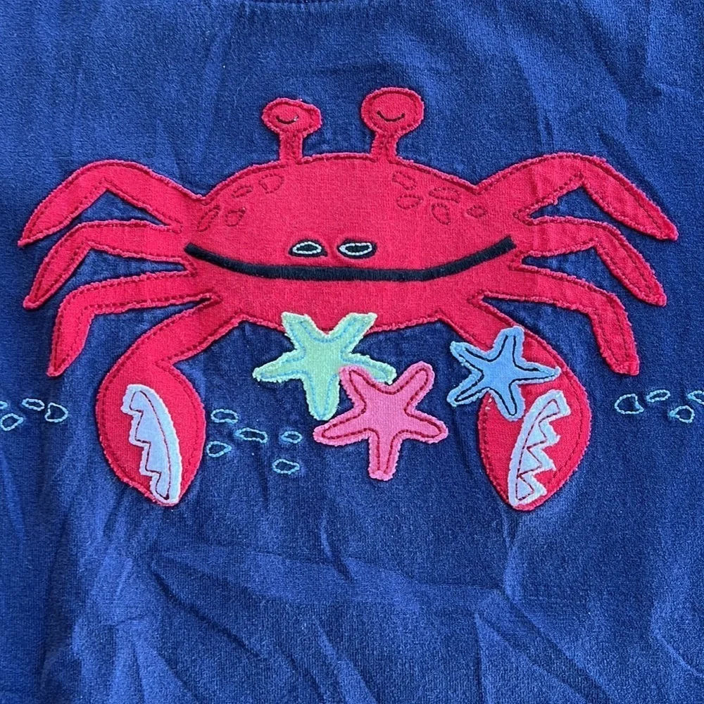 Hanna andersson navy crab appliqué tee shirt